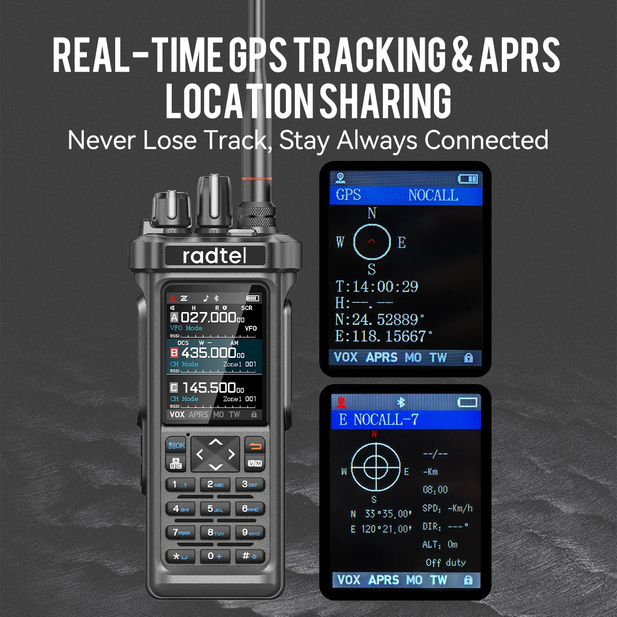 Radtel RT-950 OR RT-950 Pro GPS APRS Walkie Talkie  AM/FM/CB Receiver with 10W Bluetooth Phone Programming Ham Radio Tri Standby