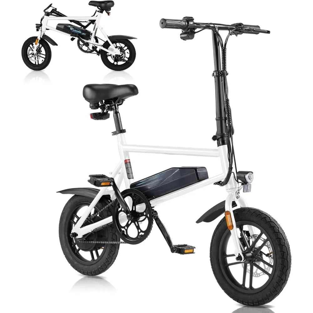 Electric Bike for Adults, 14" Folding Electric Bicycle 450W Motor with Dual Disc Brakes, Max Range 25Miles(Pedal-Assist)