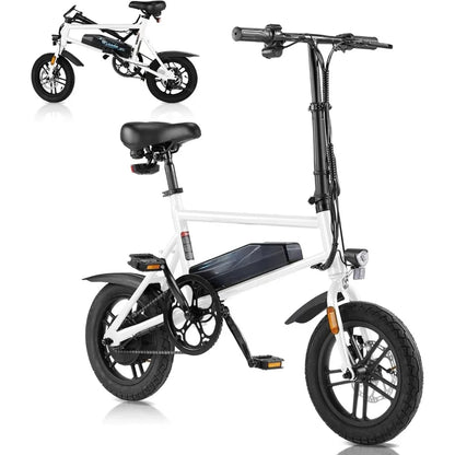 Electric Bike for Adults, 14" Folding Electric Bicycle 450W Motor with Dual Disc Brakes, Max Range 25Miles(Pedal-Assist)