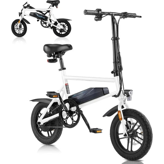 Electric Bike for Adults, 14" Folding Electric Bicycle 450W Motor with Dual Disc Brakes, Max Range 25Miles(Pedal-Assist)