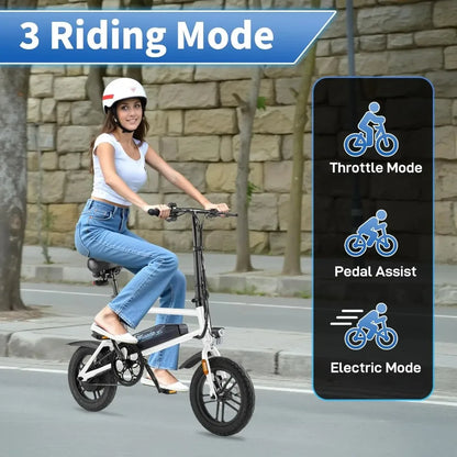 Electric Bike for Adults, 14" Folding Electric Bicycle 450W Motor with Dual Disc Brakes, Max Range 25Miles(Pedal-Assist)